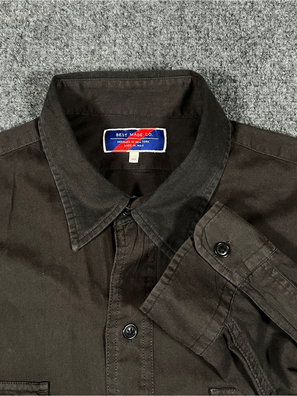 BEST MADE CO. Shirt Mens Size XXL 2XL Black Long Sleeve Button Up Pockets Cotton